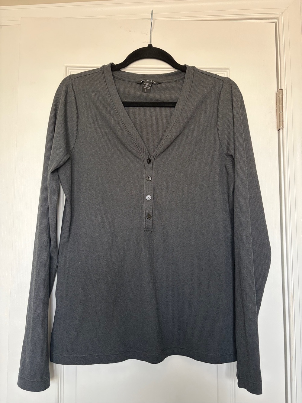 Athleta Women's Charcoal Gray Long-Sleeve Henley Top